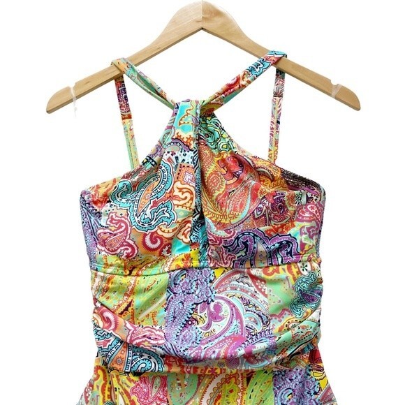 NWT Bleu Rod Beattie Paisley Print Halterneck One-Piece Swimsuit Size 10 NEW - Picture 6 of 14